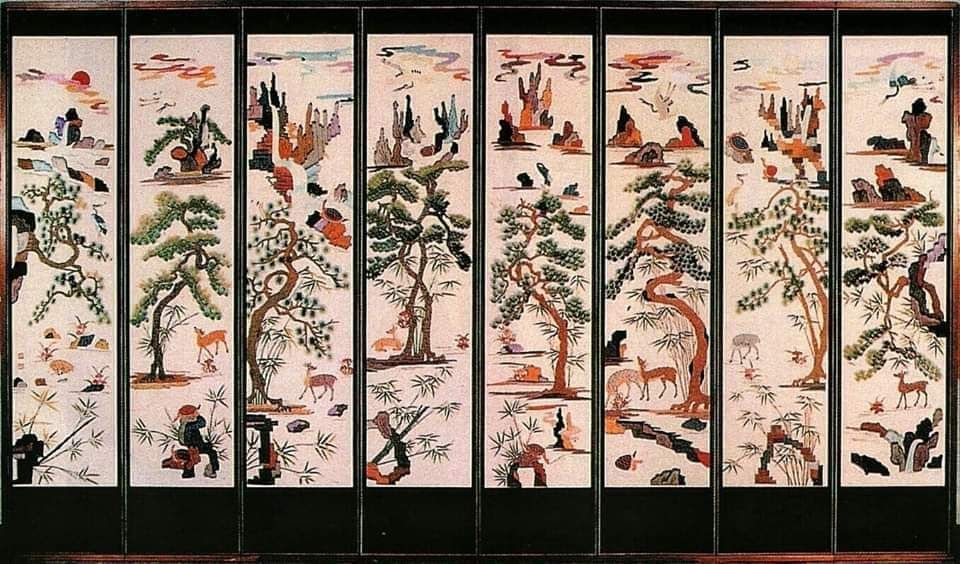 십장생 그림 자수